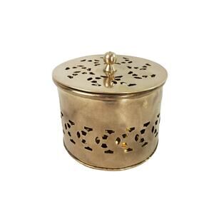 Vintage Brass Cricket Box Made in India Trinket Jewelry Box Incense Container